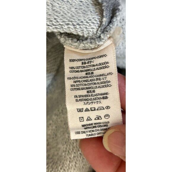 Free People Terrycloth Sweater Oversized Pullover High-neck Open Sides Gray Cott - Picture 6 of 6